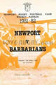 Newport v Barbarians 1982 rugby  Programme