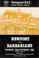 Newport v Barbarians 1985 rugby  Programme