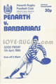 Penarth v Barbarians 1985 rugby  Programme