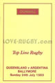Queensland v Argentina 1983 rugby  Programme
