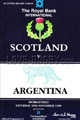 Scotland v Argentina 1990 rugby  Programmes