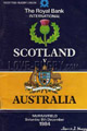 Scotland v Australia 1984 rugby  Programmes