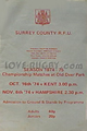 Surrey Kent 1974 memorabilia