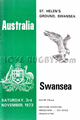 Swansea v Australia 1973 rugby  Programme