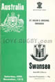 Swansea v Australia 1975 rugby  Programme