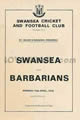 Swansea v Barbarians 1976 rugby  Programme