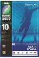 USA v Tonga 2007 rugby  Programmes