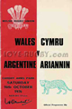 Wales v Argentina 1976 rugby  Programme