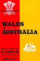 Wales v Australia 1966 rugby  Programme