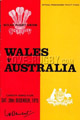 Wales v Australia 1975 rugby  Programme