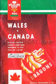 Wales v Canada 1993 rugby  Programme