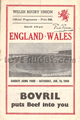 Wales v England 1949 rugby  Programme