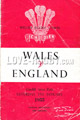 Wales v England 1955 rugby  Programme