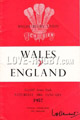 Wales v England 1957 rugby  Programmes