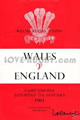 Wales v England 1963 rugby  Programme