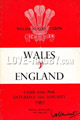 Wales v England 1965 rugby  Programme