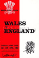 Wales v England 1969 rugby  Programmes