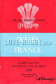 Wales v France 1960 rugby  Programmes