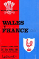 Wales v France 1966 rugby  Programme