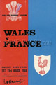 Wales v France 1968 rugby  Programme