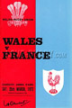 Wales v France 1972 rugby  Programmes