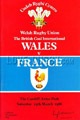 Wales v France 1988 rugby  Programme