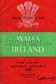 Wales v Ireland 1959 rugby  Programmes
