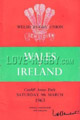 Wales v Ireland 1963 rugby  Programme