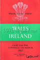 Wales v Ireland 1965 rugby  Programme