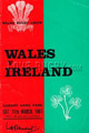 Wales v Ireland 1967 rugby  Programmes