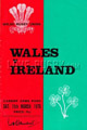 Wales v Ireland 1975 rugby  Programme