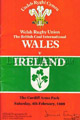Wales v Ireland 1989 rugby  Programme