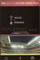 Wales v Romania 2004 rugby  Programmes