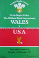 Wales v USA 1987 rugby  Programme